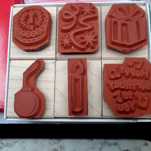 Country Hearts Rubber Stamp Set + Happy Birthday Stamp Set +2 Ink Pads Vintage - Picture 5 of 10